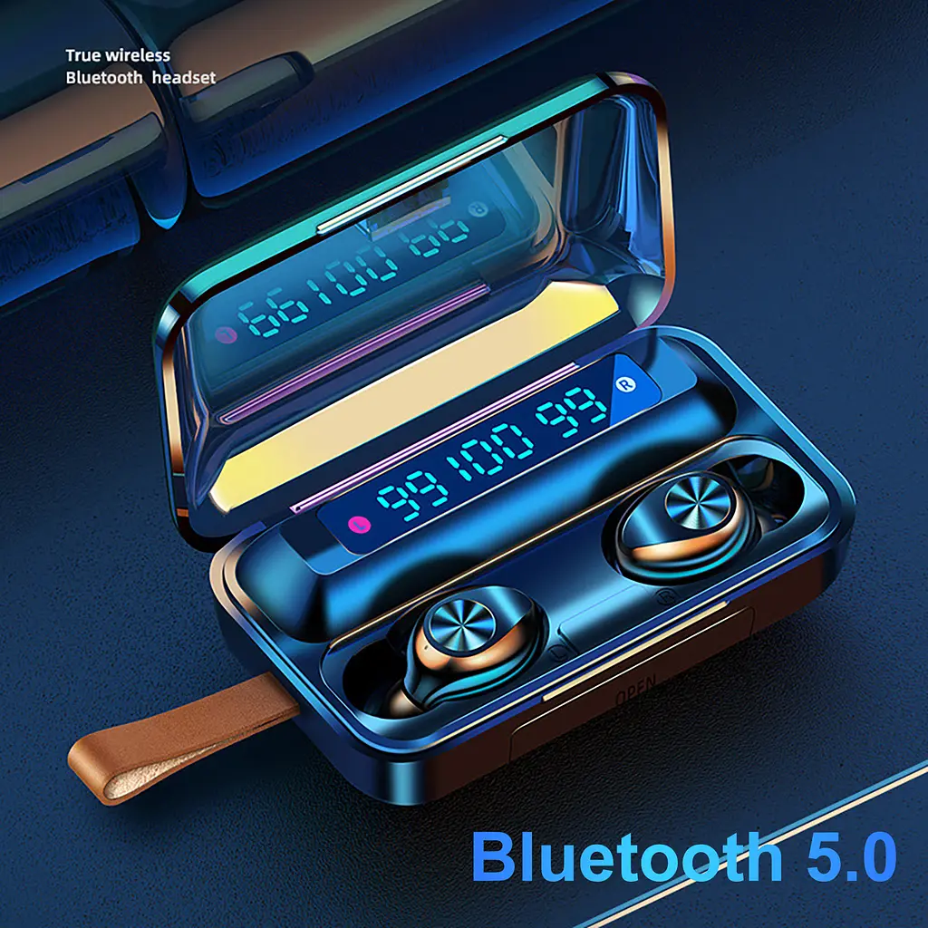 Навушники F9 TWS V5.0 Бездротові сенсорні Bluetooth з індикатором заряду чорні водонепроникні (NB-1) - фото 3