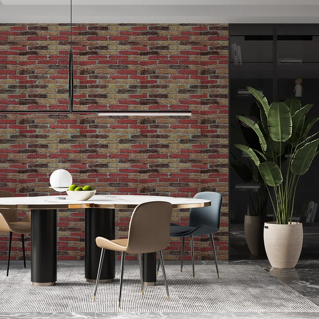 Самоклейка декоративна 3D панель 3D Loft під бежево-червону катеринославську цеглу в рулоні 20 м 20000x700x3мм - фото 2