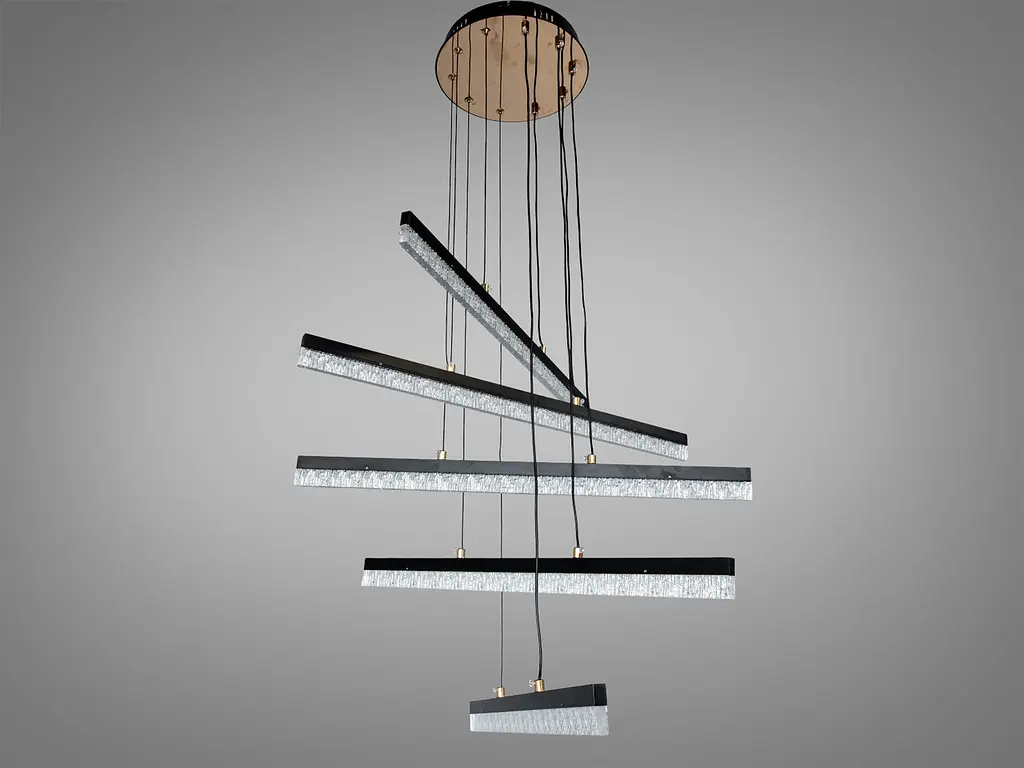 Підвісна LED-люстра Diasha SX1016/5BK, чорна, 70W, акрилові світлові планки, регулювання висоти та пульт - фото 5