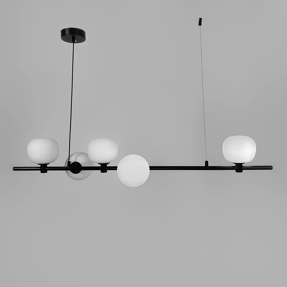 Люстра на 5 белых плафонов в черном удлиненном корпусе 100 см Ст. F 85/5 BK+WT | Line F - фото 6