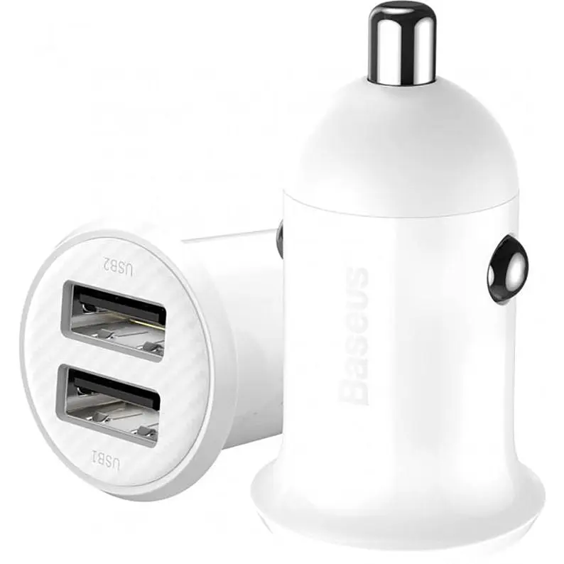 Автомобильное зарядное устройство Baseus Grain Pro 4.8A 2USB White - фото 4