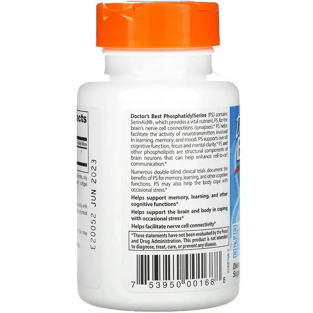 Фосфатидилсерин Doctor's Best Phosphatidylserine with SerinAid 100 мг 60 желатинових капсул - фото 3