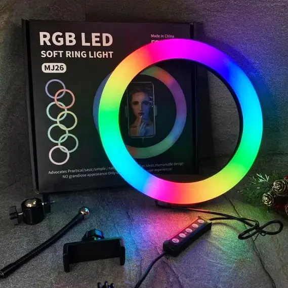 Кольцевая LED лампа для студийного освещения Ring RGB MJ18 18 см с пультом - фото 6