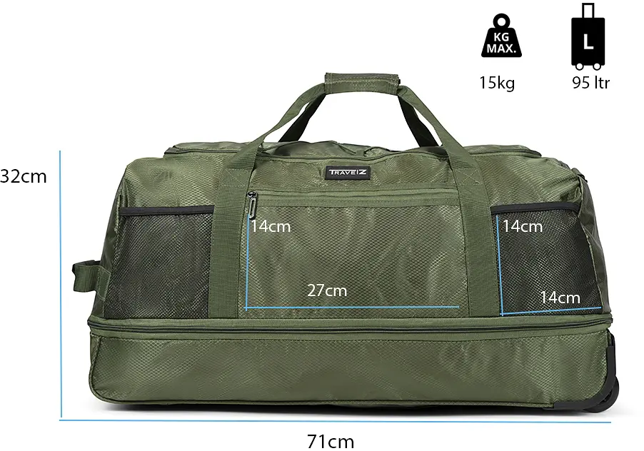 Сумка дорожня на колесах TravelZ Wheelbag Doubleloader foldable green 80(95)L (603097) - фото 3