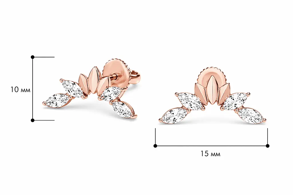 Сережки-гвоздики з червоного золота Crystal Crown (з40067.1) - фото 3