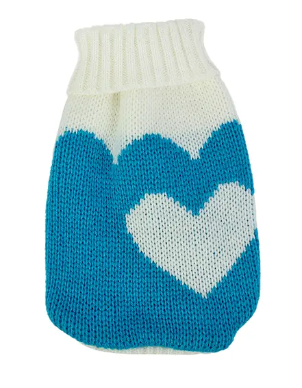 Светр для собак та котів EcoToys Heart L біло-блакитний A: 30 см B: 36 см C: 24 см 6899