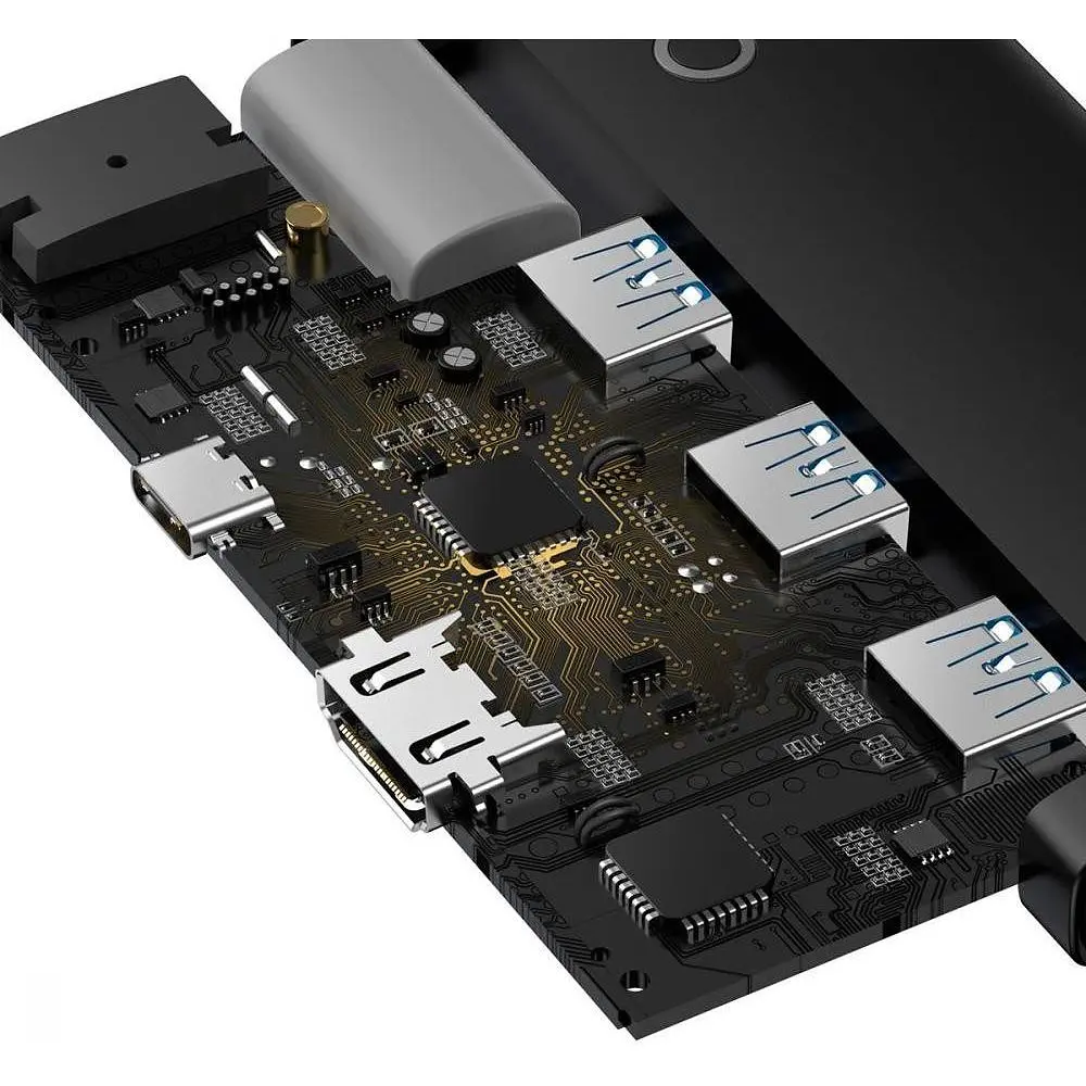 USB-хаб Baseus Lite Series 5-Port Type-C HUB Docking Station Black (WKQX040001) [89299] - фото 6