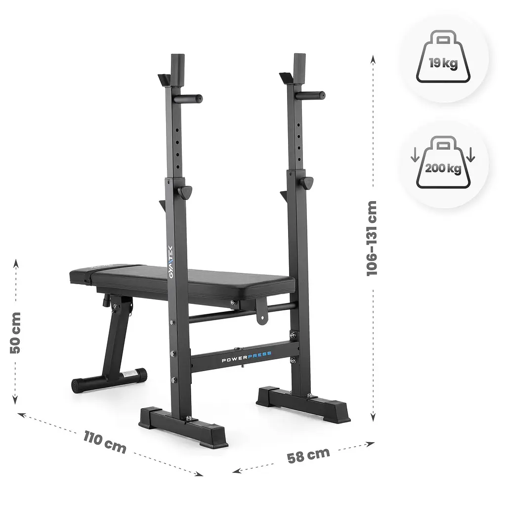 Лавка зі стійками для тренувань зі штангою Gymtek XL700 складана - фото 19