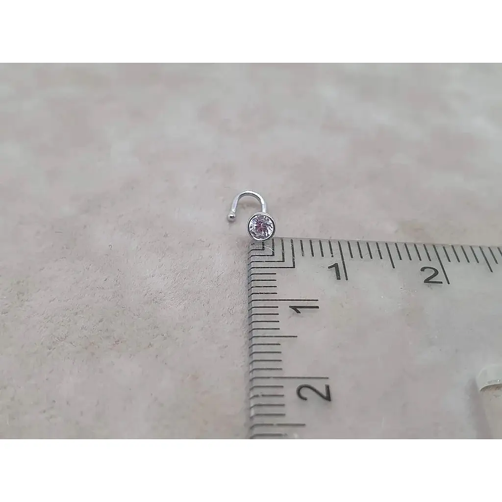 Золота сережка-пірсинг Столична Ювелірна Фабрика в ніс з фіанітом. 360020Б - фото 4