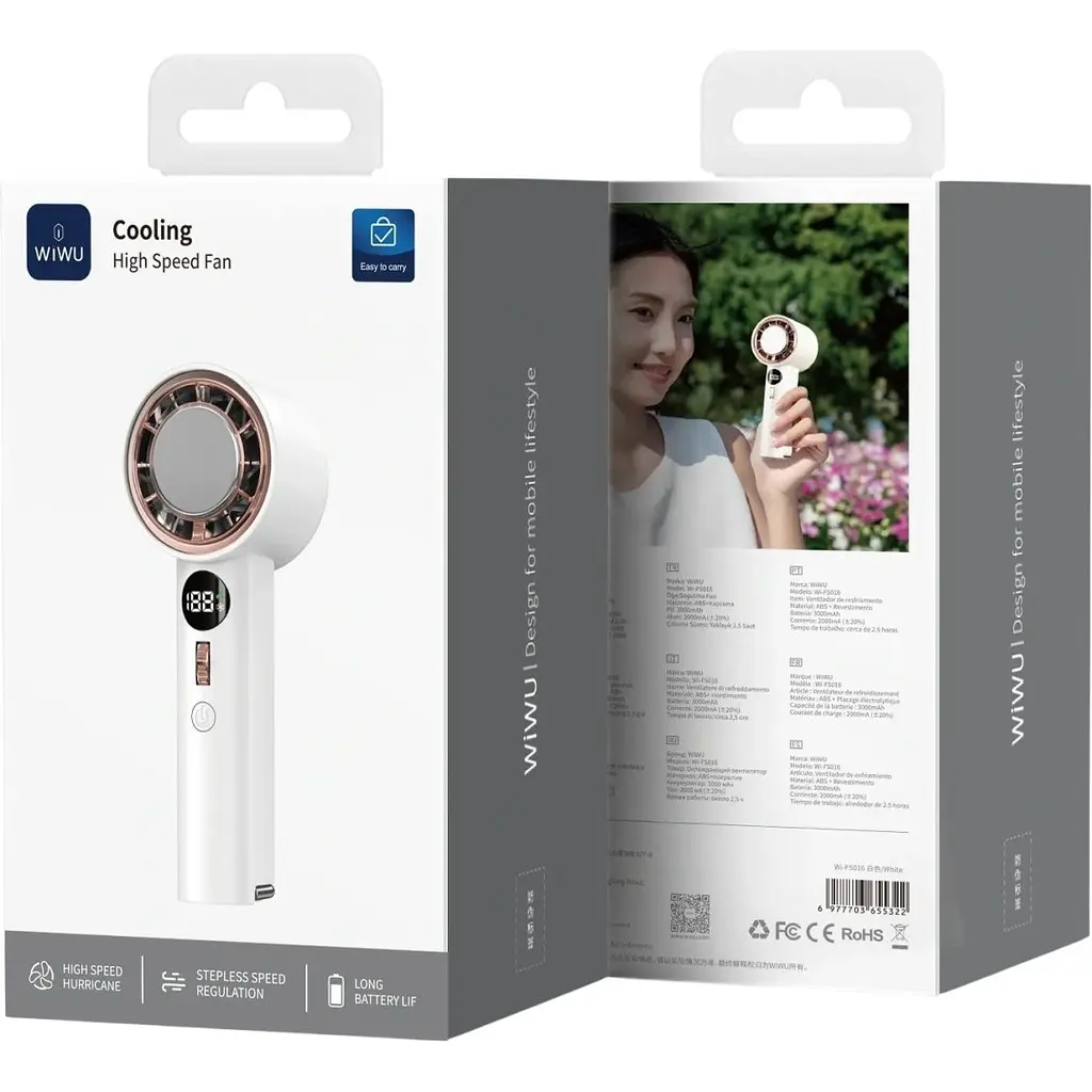 Портативний вентилятор WiWU Cooling High Speed Fan Wi-FS016 White (6977703655322) [169833] - фото 7