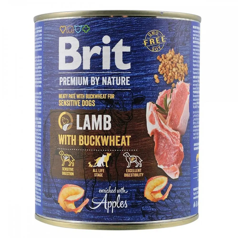 Вологий корм Brit Premium by Nature Брит для собак, ягня з гречкою, 800 г (арт.100416/538546)