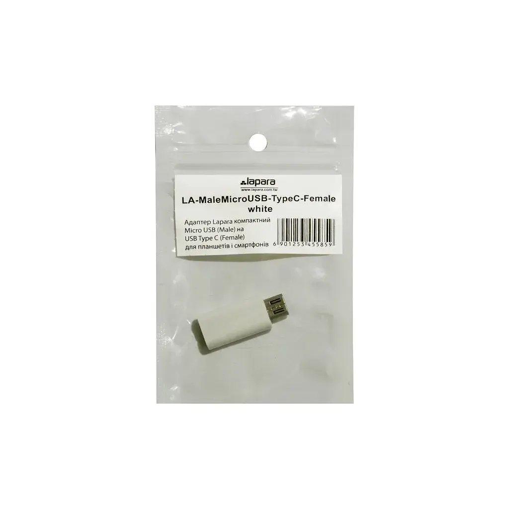 Перехідник Lapara Micro USB Male to USB 3.1 Type-C Female white (LA-MaleMicroUSB-TypeC-Female white) - фото 5