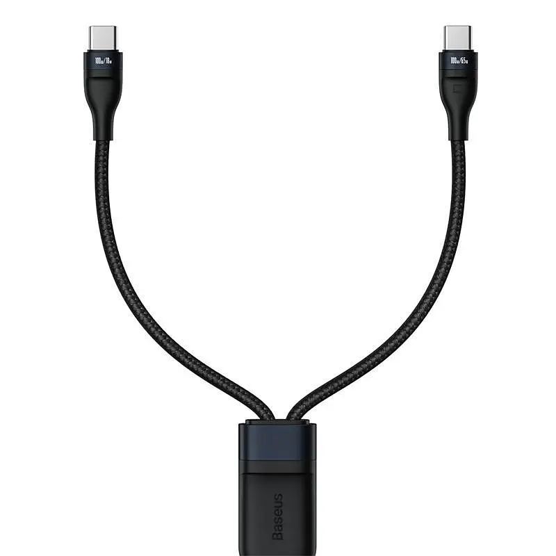 Кабель Baseus Flash 2 in 1 Cable Type-C to Type-C\Type-C 100W 5A 1.5m CA1T2-C01 Black - фото 3