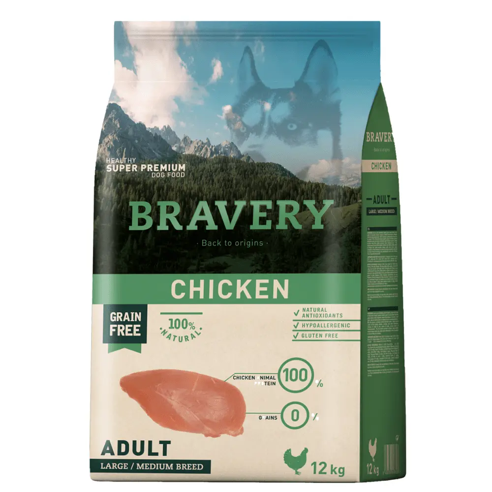 Сухий корм для собак середніх та великих порід BRAVERY Chicken Adult Large/Medium з куркою 12 кг