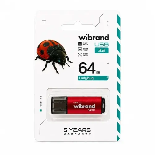 Флеш накопичувач USB 64Gb Wibrand Ladybug, Red, USB 3.2 Gen 1 (WI3.2/LB64P10S) - фото 3