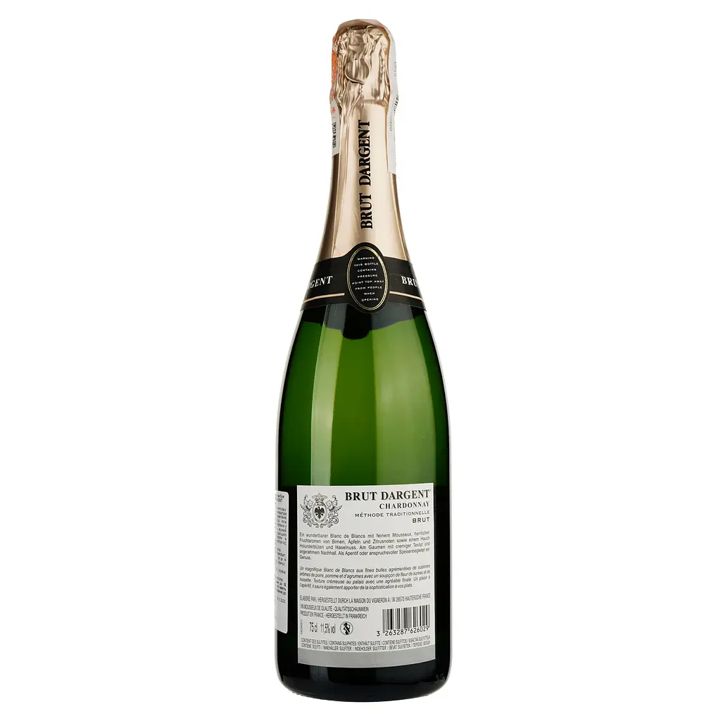 Вино игристое Brut Dargent Chardonnay Blanc de Blancs, белое, брют, 0.75 л - фото 2