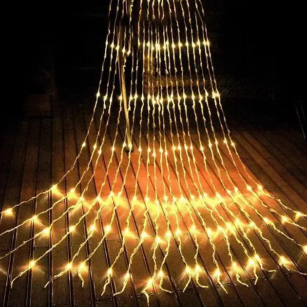 Гірлянда-завіса Зоряний дощ на сонячній батареї, 2м, 190 LED, теплий білий (234576887_298) - фото 2