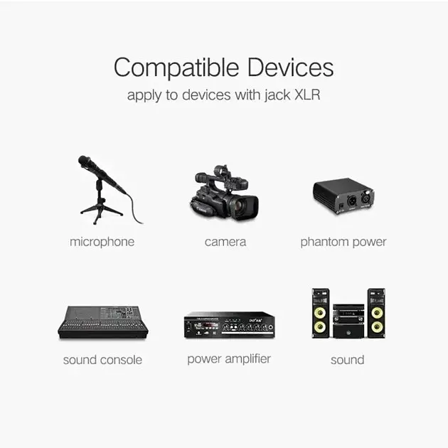 Аудиокабель микрофонный удлинитель Ugreen AV130 Cannon Male to Female Microphone Extension 20708 - фото 7