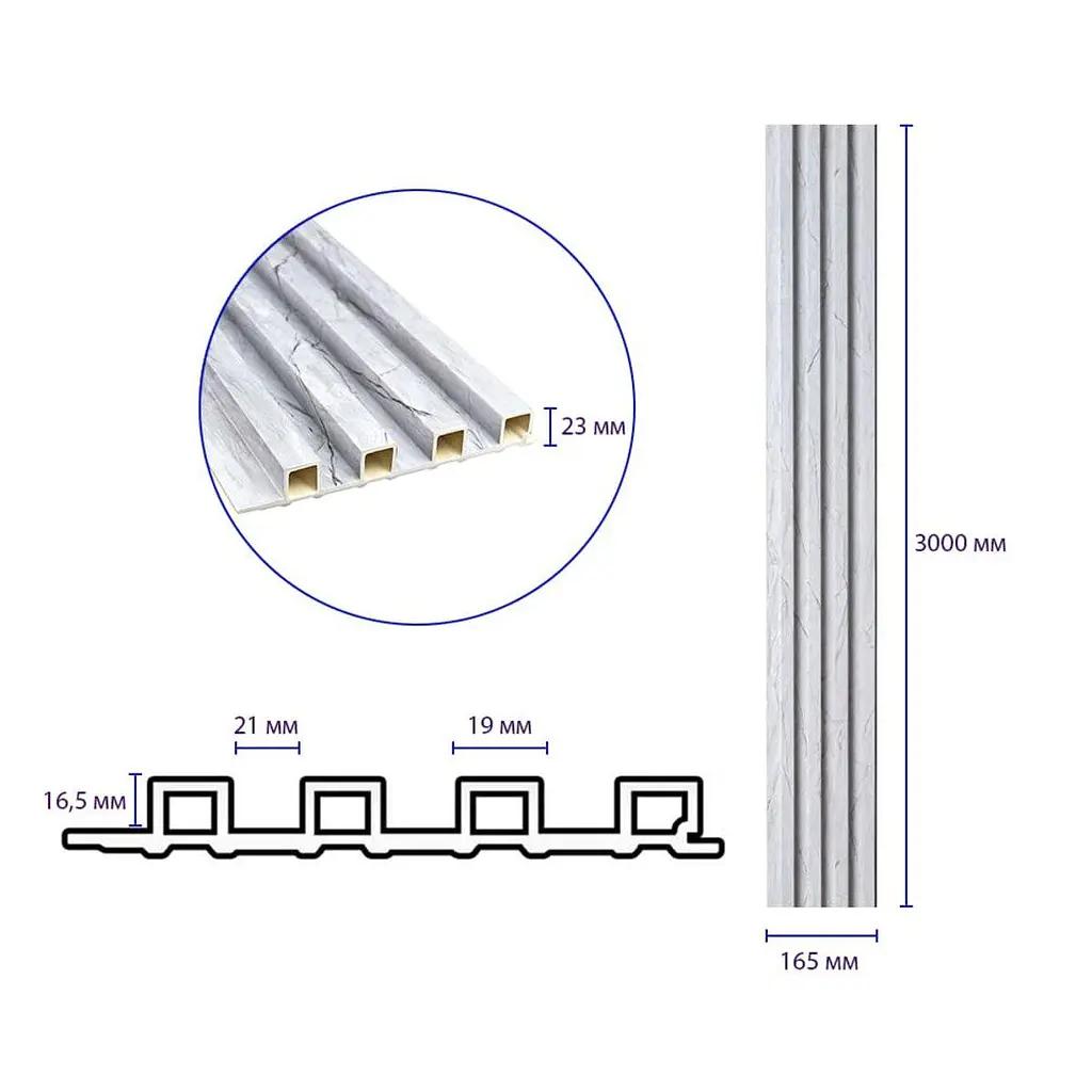 Рейка декоративна Sticker Wall WPC стінова 3000х165х23мм Мармур SW-00001862 - фото 3