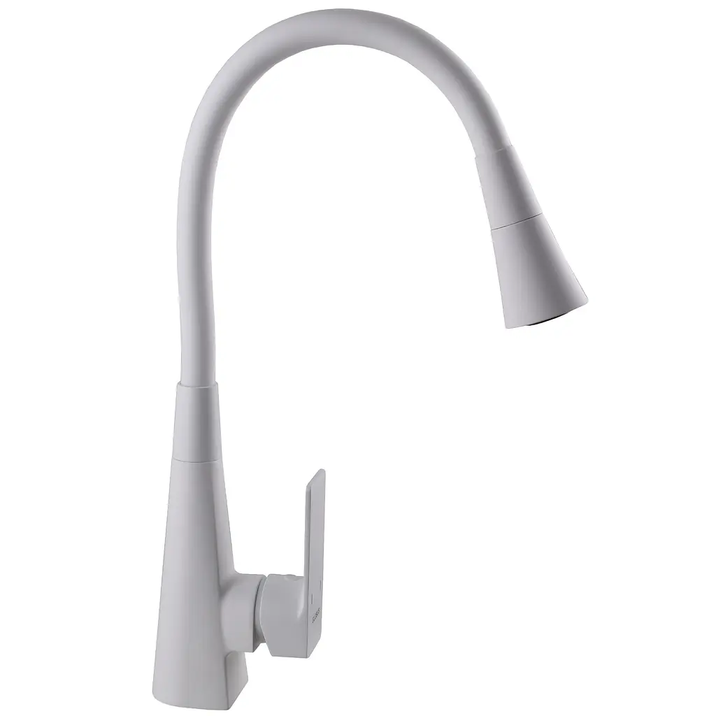 Змішувач для кухні Globus Lux NIAGARA GLN-0203SM-WM одноважільний поворотний латунний з білим матовим покриттям - фото 2