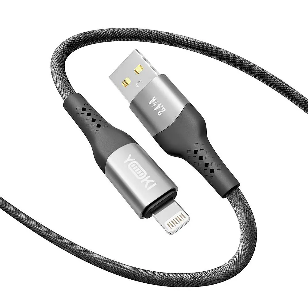 Кабель для заряджання та обміну даними Yoki YK-SO15 SOLID Series USB/Lightning 12W 2.4A/5V 1.2 м Чорний - фото 4