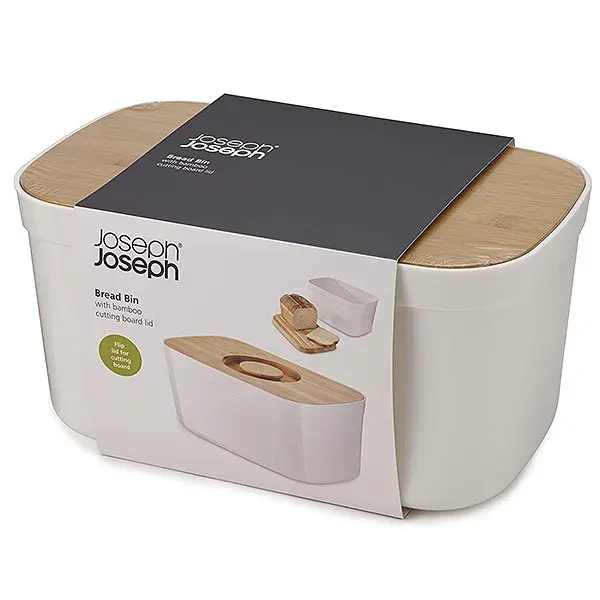 Хлебница с бамбуковой крышкой-доской Joseph Joseph Bread Bin 18x37x22 см белая (81097) - фото 5