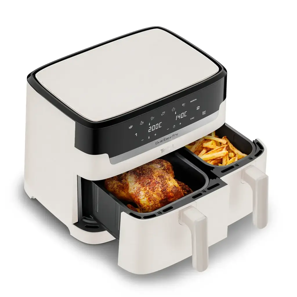 Подвійна фритюрниця з гарячим повітрям Tefal EY901AE0, 8,3 літра, 2700 Вт, Біла - фото 2