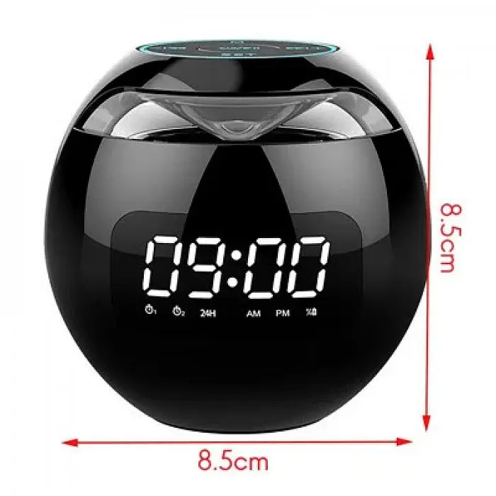 Бездротова Bluetooth колонка з годинником кругла чорна KIMISO KMS-K12 - фото 2