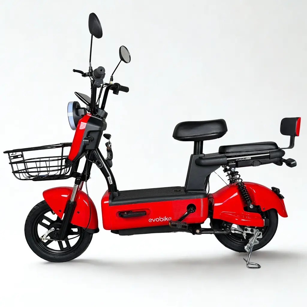 Городской электровелосипед EVOBIKE Nova S 500W с пассажирским сиденьем, поворотниками, корзиной и дисплеем, 48V 12Ah (экономный, до 40 км/ч), красного цвета - фото 2