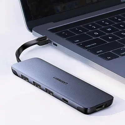 Конвертер адаптер Ugreen CM285 Usb-C Hub to 3 Usb 3.0 + HDMI хаб перетворювач - фото 4
