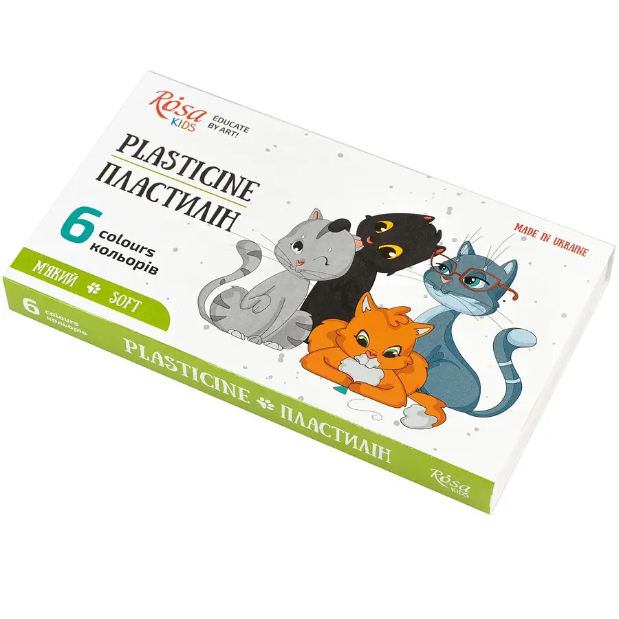 Пластилін "ROSA Kids" Cats 6кольор. зі стеком,96гр №302101