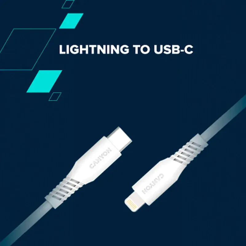 Дата кабель USB-C to Lightning 1.2m CLN30SC C-L 30W White Canyon (CNS-CLN30SC12W) - фото 2