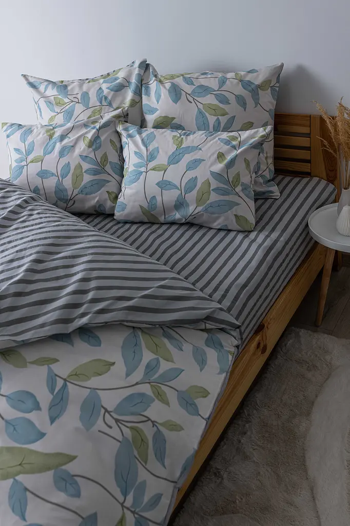 Комплект постільної білизни ТЕП Soft dreams Spring Basil євро сірий з синім (2-03859_25845) - фото 5