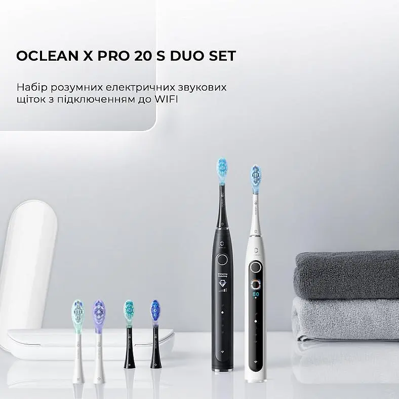 Электрическая зубная щетка Oclean X Pro 20 S Duo Set White+Black - фото 2