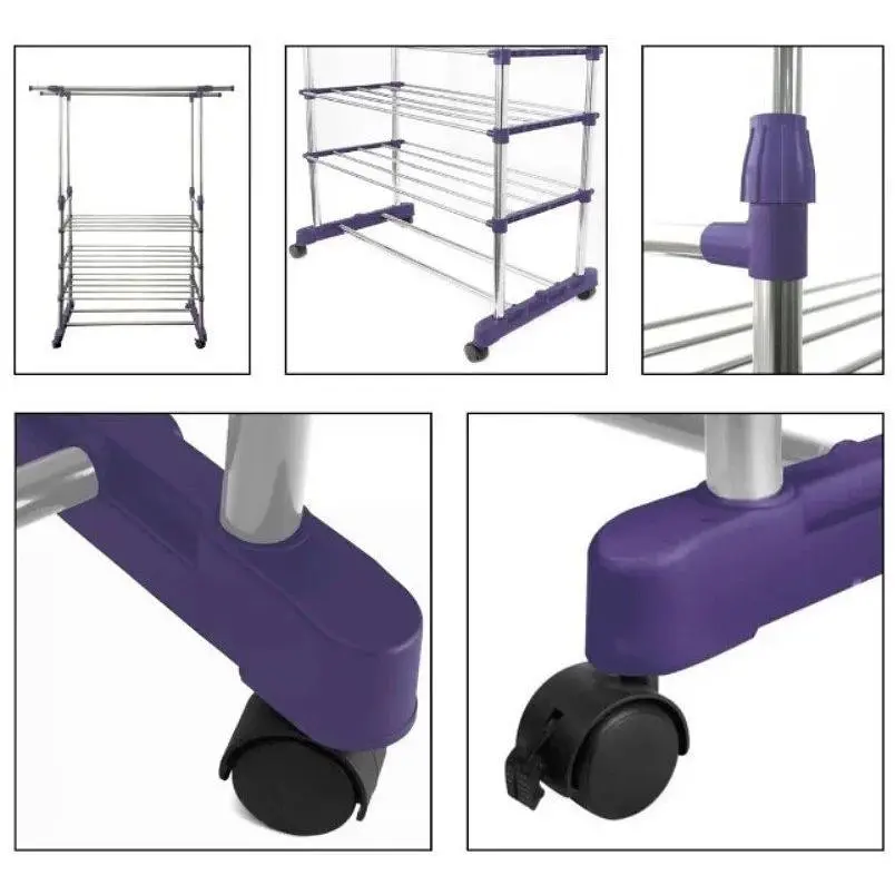 Вішалка-стійка XPRO Colgador з полицями для взуття подвійна телескопічна 80х36х160 см чорна (43726-_517) - фото 2