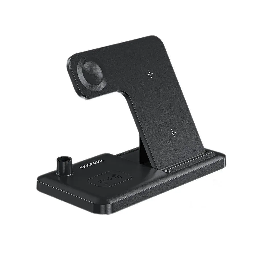 Зарядний пристрій Essager 4-in-1 wireless charger 15W foldable desktop black (EWXZM-JC01-Z) - фото 3
