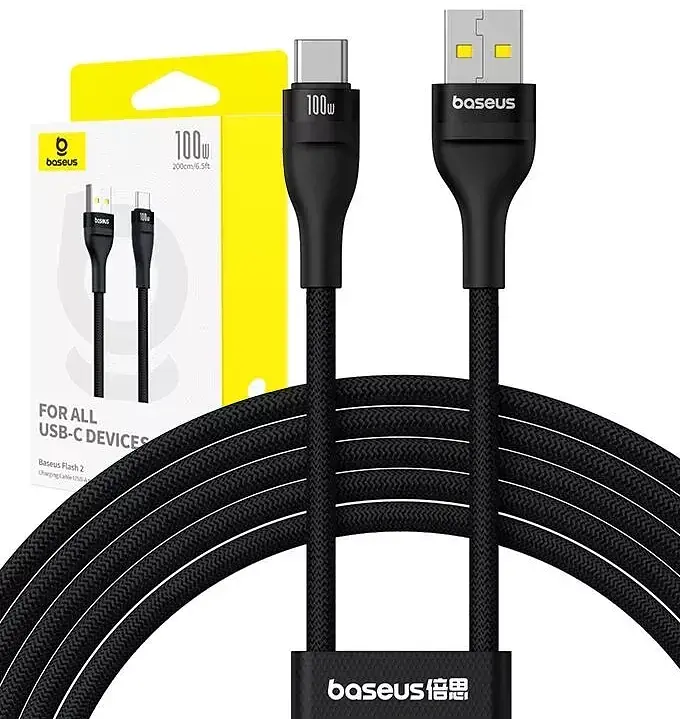 Кабель Baseus Flash 2 Charging Cable USB to Type-C 100W 2m P10311804111-01 Black - фото 6