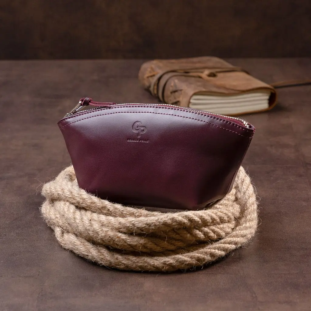 Жіноча косметичка зі шкіри Amelin Grande Pelle 11300 сливова - фото 7