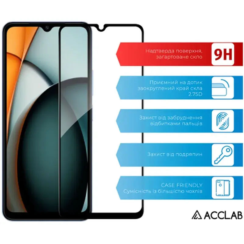 Скло захисне ACCLAB Full Glue Xiaomi Redmi A3 Black (1283126591327) - фото 3