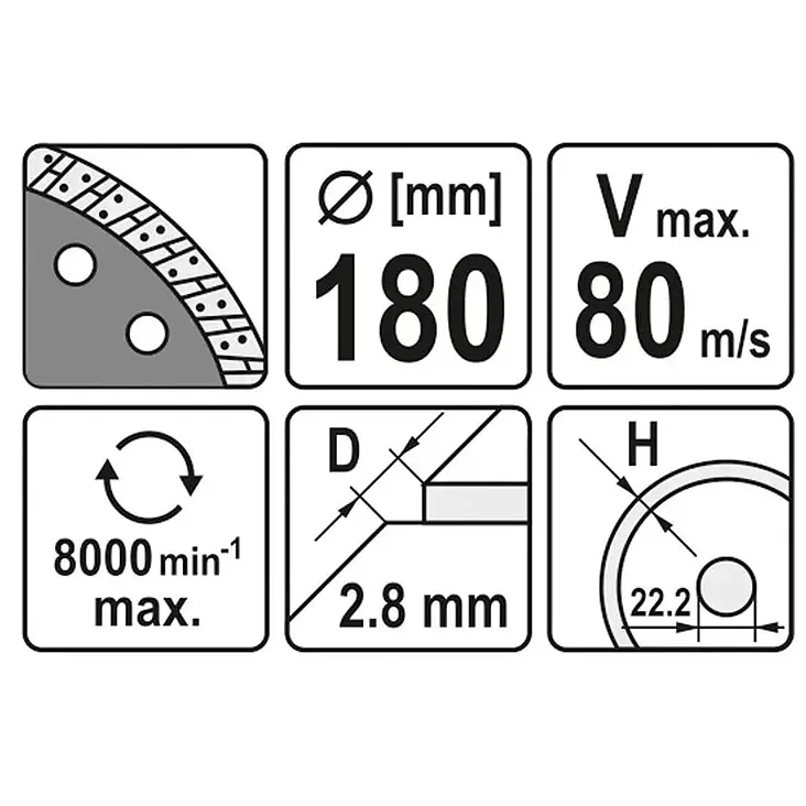 Диск алмазный турбо Yato Turbo Ø=180x8.0x22.2х2.8мм (YT-6024) - фото 3