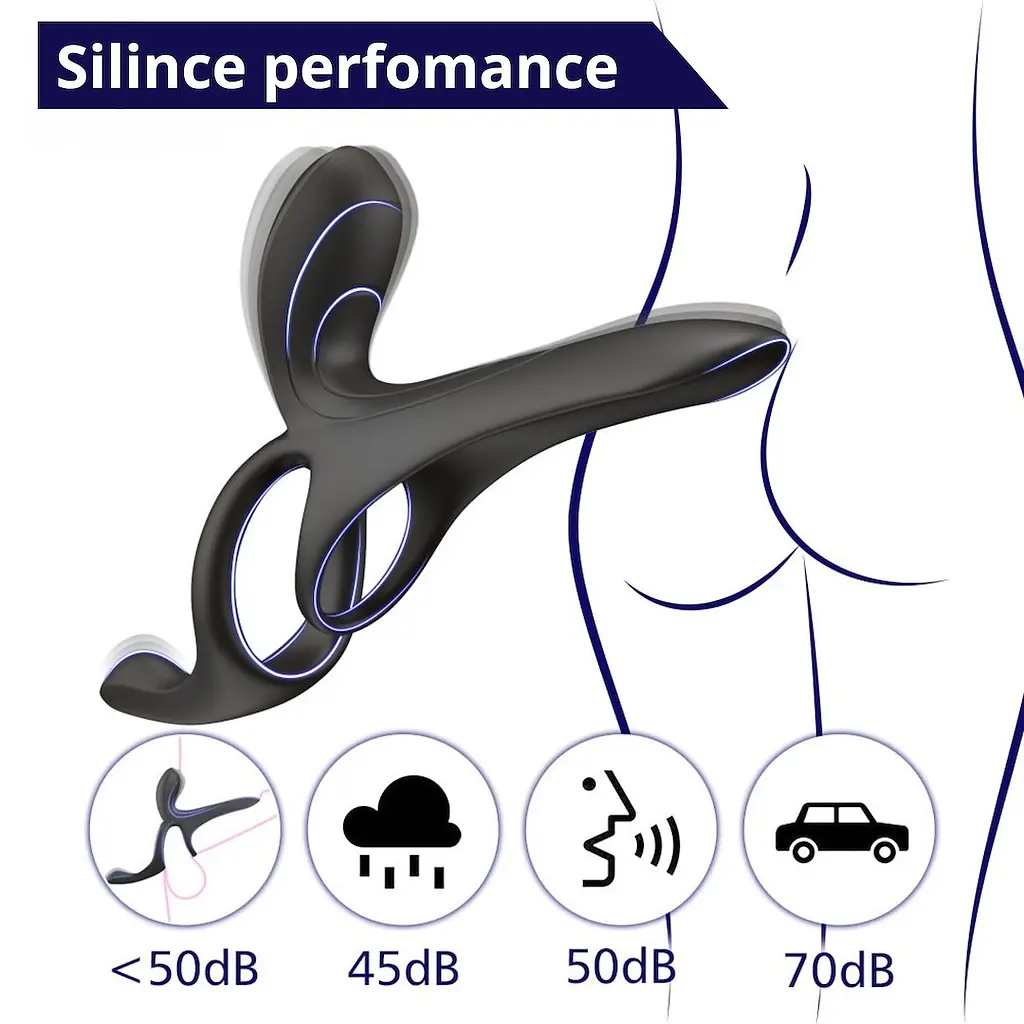 Вібраційне кільце - Erospace Men’s Play Vibrating Cock Ring With Clitoral & Taint Stimulation B11 - фото 10