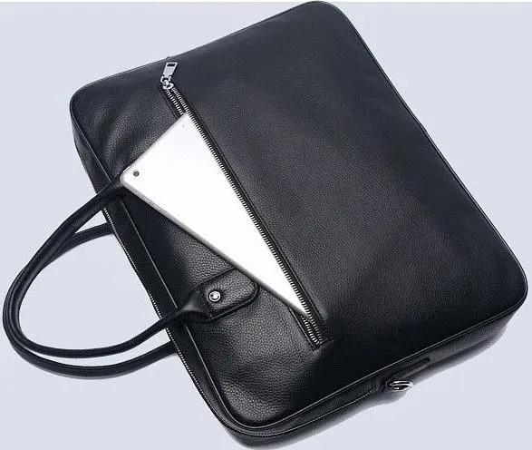 Шкіряна чоловіча сумка-портфель для ноутбука Tiding Bag M364A чорна - фото 6