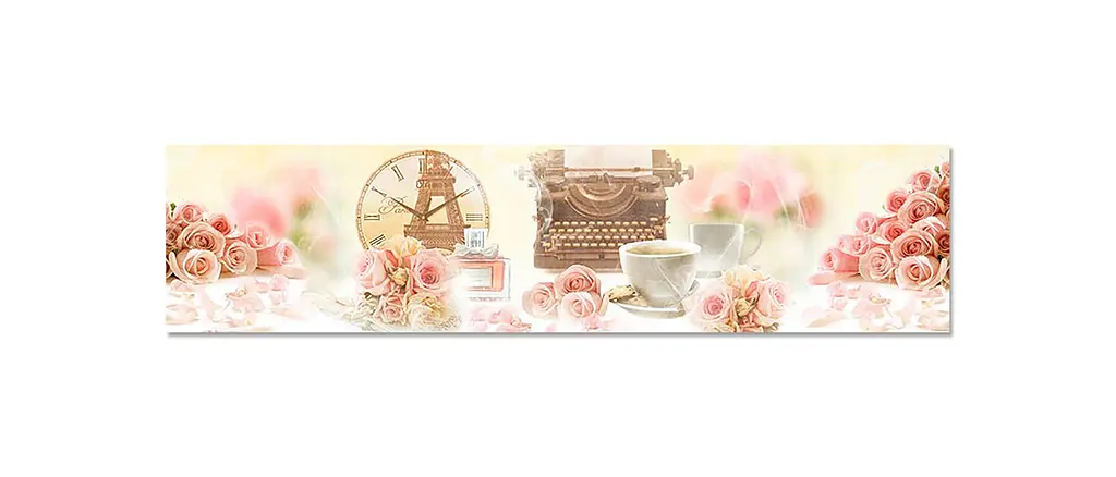 Кухонний фартух самоклеючий Час 02 ПВХ наклейка троянди ретро пічна машинка 60х250 см Happy Pocket Z180360 - фото 7