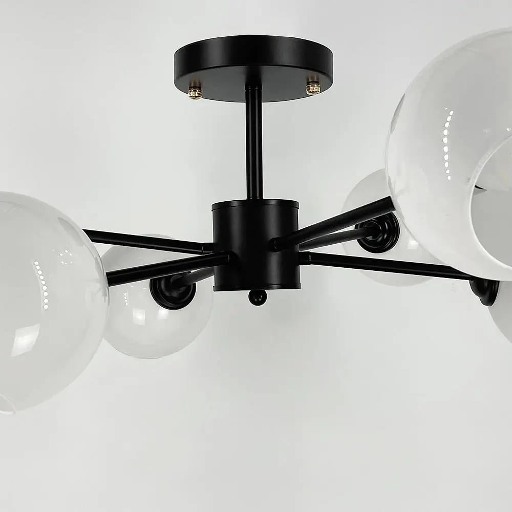 Люстра в черном корпусе на 6 белых глянцевых плафонах | Ст. F 68/6 BK | Line F - фото 3