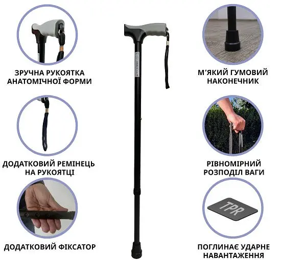 Тростина алюмінієва телескопічна Doctor Life 11874/SZ-BL чорний (11874/SZ-BL -2000) 16_2000 - фото 9
