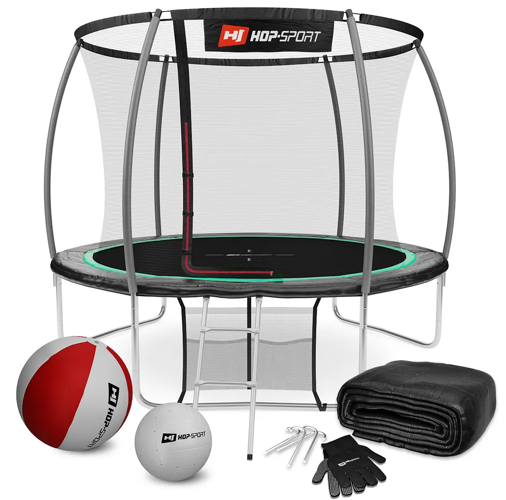 Батут Hop-Sport Premium 10ft (305см) чорно-зелений з внутрішньою сіткою