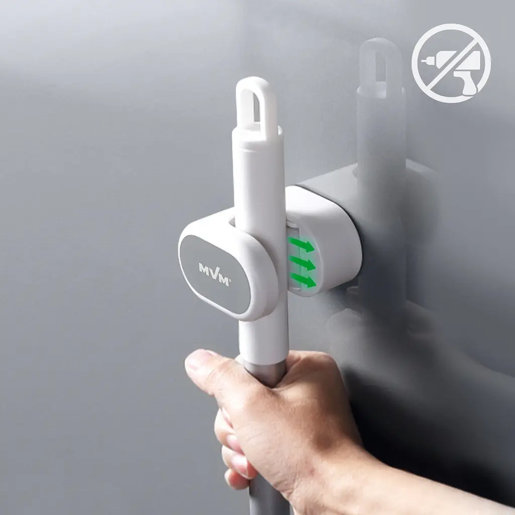 Держатель для швабры клейкий MVM My Home BP-19, белый с серым (BP-19 WHITE/GRAY) - фото 9