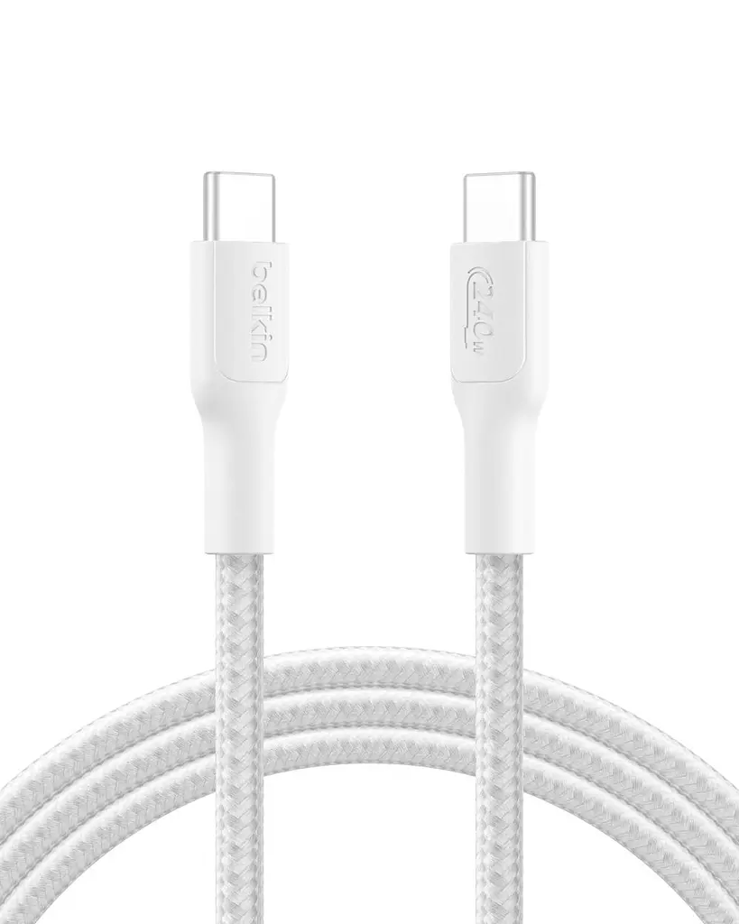 Кабель Belkin USB-C > USB-C заряджання/синхронізації 2м, 240Вт, Type-C, плетений, білий teh0013731 - фото 2