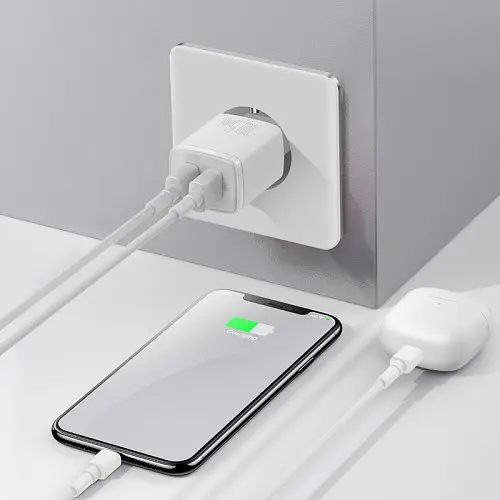 Сітчастий зарядний пристрій Baseus Compact Charger 2U 10.5W EU білий CCXJ010202 - фото 6