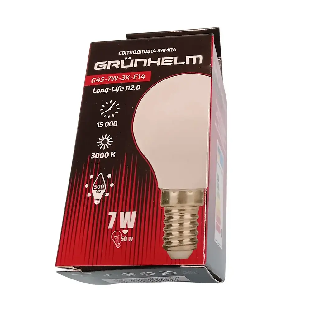 Лампа LED Grunhelm G45-7W-3K-E14 Long-Life R2.0 (149235) - фото 2